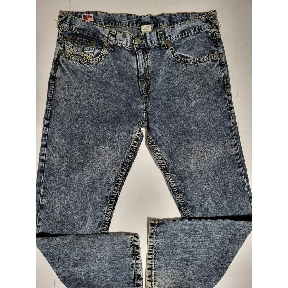 True Religion Geno Ricky Super T Straight Jeans Size 42x30 Blue